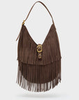 BORSA MONTANA A SPALLA CON FRANGE - MARRONE - NALI'