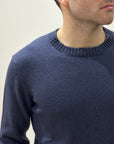 Girocollo 100% Cashmere Tinta Acidata Navy - Privati Firenze