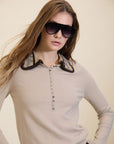 Maglione in viscosa con collo all'uncinetto cod. WM211K02NUT - Beige - Meisie