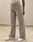 FW25 TELERIA ZED PANTALONE ELLE IN VELLUTO BEIGE - Marcello Fontana Shop