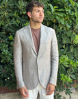 GIACCA MONOPETTO IN 100% LINO FANGO - Marcello Fontana Shop