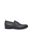 ROSSI Mocassino in vitello naturale colore blu sfumato con fondo in gomma cucito - Marcello Fontana Shop