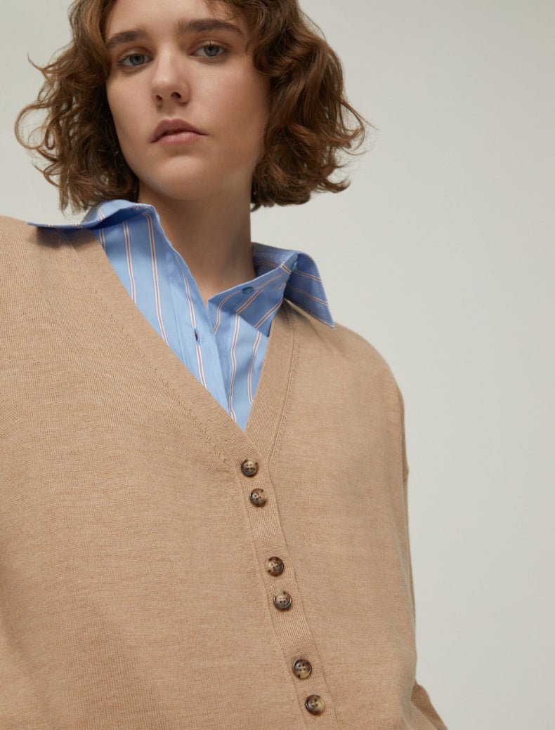 FW25 PENNYBLACK EPICA CARDIGAN IN LANA CAMMELLO - Marcello Fontana Shop