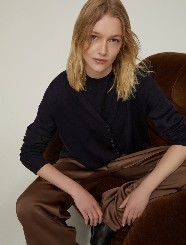FW25 PENNYBLACK EPICA CARDIGAN IN LANA NERO - Marcello Fontana Shop