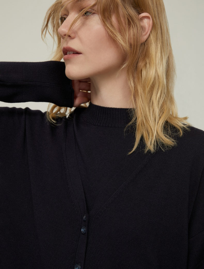 FW25 PENNYBLACK EPICA CARDIGAN IN LANA NERO - Marcello Fontana Shop