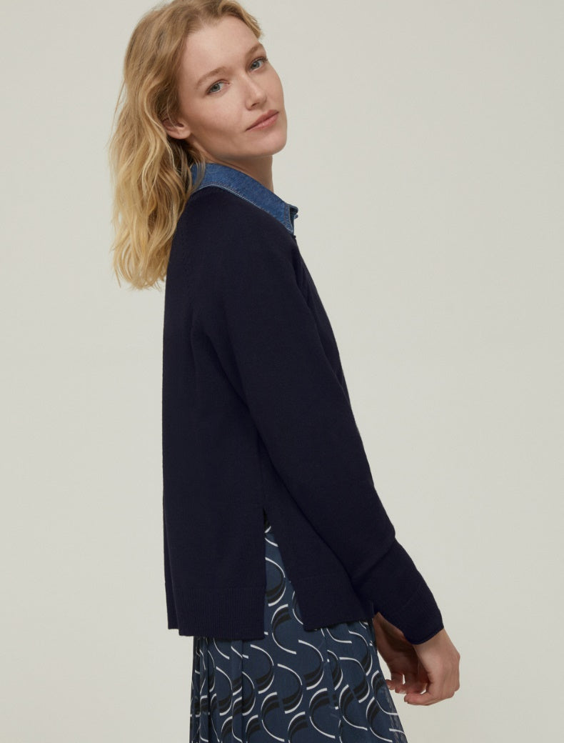 FW25 PENNYBLACK MAGLIA NOREL IN PURA LANA BLU - Marcello Fontana Shop