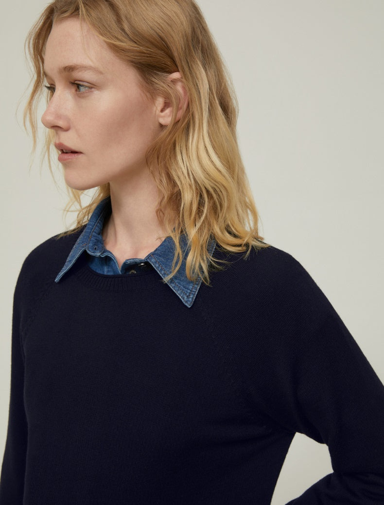 FW25 PENNYBLACK MAGLIA NOREL IN PURA LANA BLU - Marcello Fontana Shop