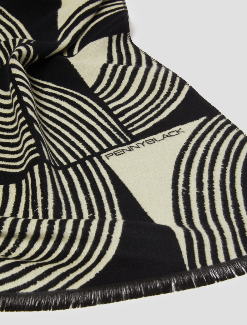 FW25 PENNYBLACK FAGIANI STOLA A FANTASIA JACQUARD NERO - Marcello Fontana Shop