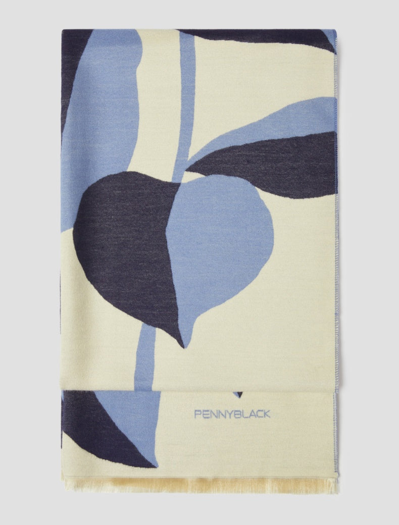FW25 PENNYBLACK FAGIANI STOLA A FANTASIA JACQUARD BLU - Marcello Fontana Shop