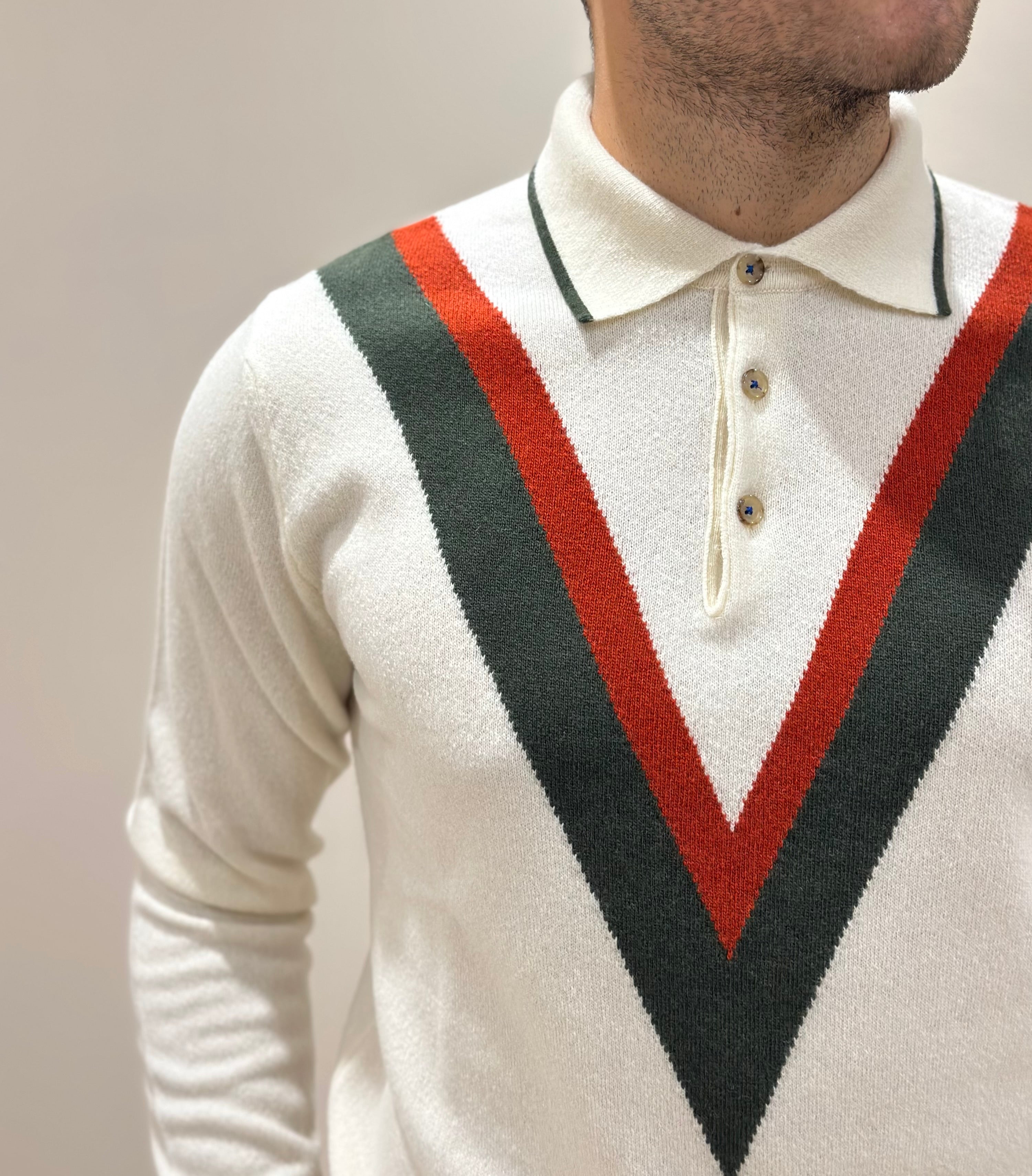 FW25 GALLIA POLO ANSON CON BOTTONI - PANNA - Marcello Fontana Shop