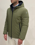 SUNS Giubbotto uomo Delhi midi reversibile con cappuccio - ARMY/BLACK