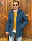 PARKA AURELIA LONG VELOUR PETROL - SUNS - Marcello Fontana Shop