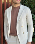 Manuel Ritz giacca maglia doppiopetto resca in cotone bianco - Marcello Fontana Shop