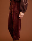 Pantaloni in velluto a coste plissettati cod. WM99P11MNE - Bordeaux - Meisie
