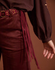 Pantaloni in velluto a coste plissettati cod. WM99P11MNE - Bordeaux - Meisie
