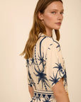 MEISIE ABITO MIDI CON STAMPA PALME BLU - COD.M125V08PEN