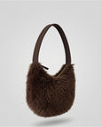 Borsa a spalla in pelo a mezzaluna Marrone - cod. 26MONU411_70 - SURKANA