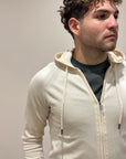 FELPA FULL ZIP CON CAPPUCCIO IN MISTO LANA OFF WHITE - OUTFIT ITALY
