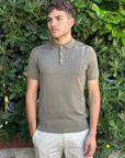 MANUEL RITZ POLO IN COTONE CREPE MILITARE