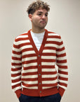 FW25 GALLIA CARDIGAN SHON - ARANCIO BRUCIATO / BIANCO CREMA - Marcello Fontana Shop