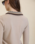 Maglione in viscosa con collo all'uncinetto cod. WM211K02NUT - Beige - Meisie