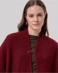 Poncho in maglia a coste con collo scialle Bordeaux - cod. 36PORI831_41 - SURKANA