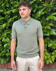 POLO IN COTONE CREPE TRAFORATA VERDE