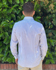 MANUEL RITZ CAMICIA IN LINO/COTONE RIGA MORO - Marcello Fontana Shop