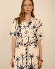 MEISIE ABITO MIDI CON STAMPA PALME BLU - COD.M125V08PEN
