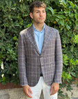 GIACCA MONOPETTO TESSUTO VITALE BARBERIS - QUADRI MORO - Marcello Fontana Shop
