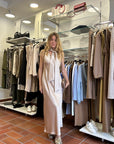 Abito Lungo con Foulard Beige