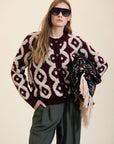 Cardigan bouclé a contrasto cod. WM14K19MNE - Bordeaux - Meisie