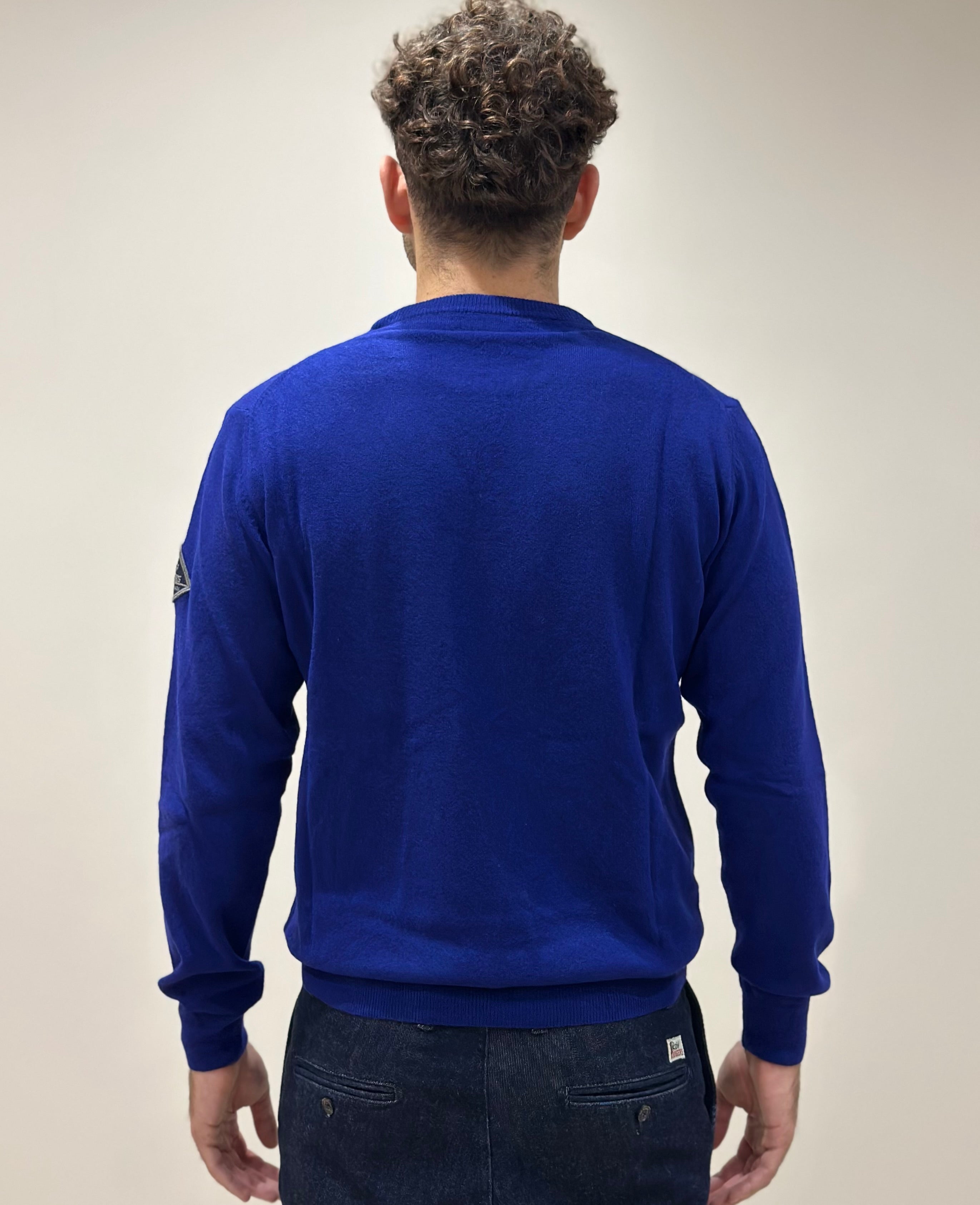 FW25 ROY ROGER'S MAGLIONE GIROCOLLO IN LANA E CASHMERE FINEZZA 12 FRENCH NAVY - Marcello Fontana Shop
