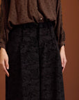 pantaloni morbidi in velluto con stampa paisley cod. WM120P02BLK - Nero - Meisie