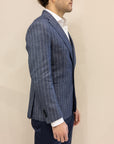 Manuel Ritz Giacca in misto Lino - Gessato Denim