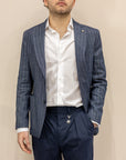Manuel Ritz Giacca in misto Lino - Gessato Denim