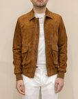 Bomber in Pelle Scamosciata – Cognac