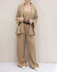 Set Coordinato in Lyocell Beige – Kimono, Palazzo e Top | Saiph