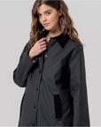 Trench con collo in velluto a coste Nero - cod. 556BADE421_00 - SURKANA