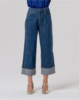 Jeans ampi con orlo risvoltato Indigo - cod. 556BAJE525_57 - SURKANA