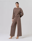 Pantalone ampio in maglia di modal tortora - cod. 556BAMU514_104 - SURKANA