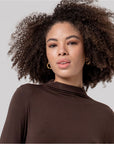 T-shirt a collo alto in bambù Cioccolato - cod. 556BAUM012_84 - SURKANA