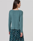 Maglione con scollo a V in viscosa Verde polvere - cod. 556BAZA232_65 - SURKANA