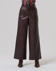 Pantaloni ampi effetto pelle Cioccolato - cod. 556CAPU521_84 - SURKANA