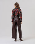 Pantaloni ampi effetto pelle Cioccolato - cod. 556CAPU521_84 - SURKANA