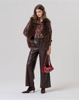 Pantaloni ampi effetto pelle Cioccolato - cod. 556CAPU521_84 - SURKANA