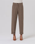 Pantaloni dritti a quadri con pince Camel - cod. 556XIJA514_04 - SURKANA