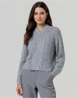 Cardigan bomber in maglia con paillettes Light grey - cod. 556XILE332_79 - SURKANA