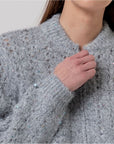 Cardigan bomber in maglia con paillettes Light grey - cod. 556XILE332_79 - SURKANA