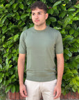 GIROCOLLO IN COTONE CREPE VERDE - Marcello Fontana Shop
